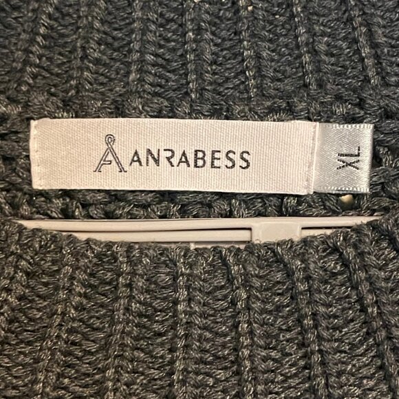 Anrabess Dark Gray Cable Knit Oversized Sweater Tunic XL - Picture 3 of 4